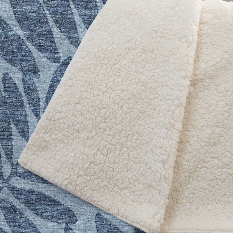 Premium Machine Washable ASB111 Floral Palms Sherpa Throw Blanket