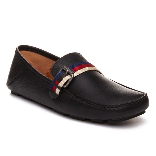 Gucci Men's Leather Sylvie Web Buckle Driver Shoes Black