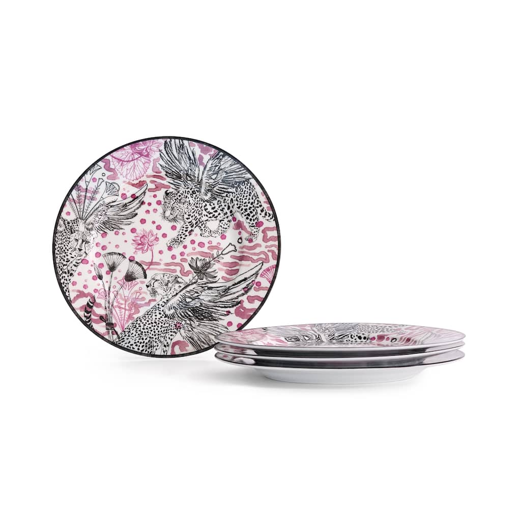 Marchesa Serengeti 4-Piece Porcelain Salad Plate Set, Multicolored