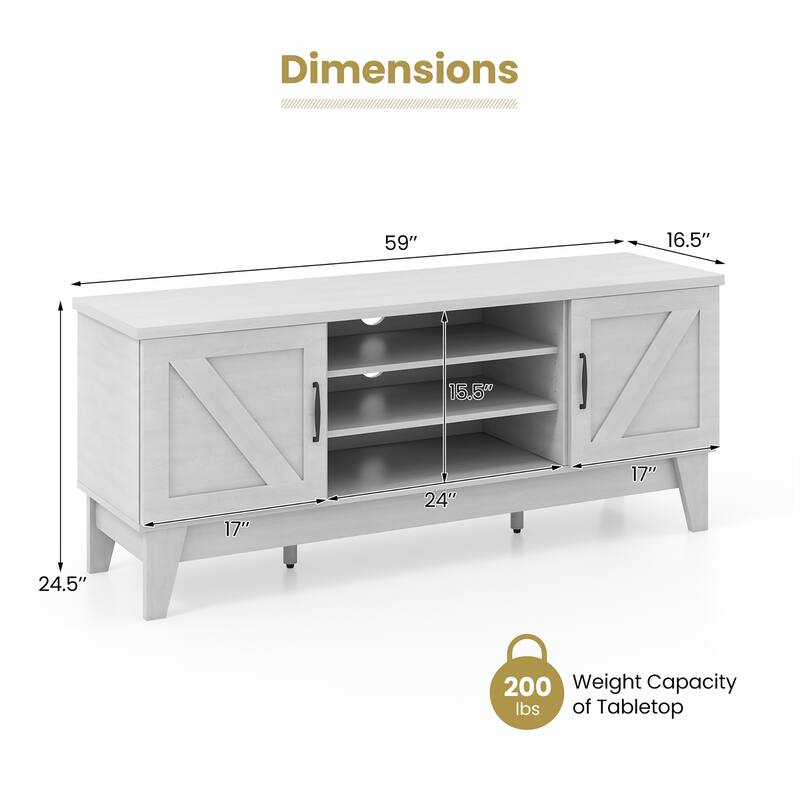 Gymax Farmhouse TV Stand for TVs Up to 65 Inches w/ 2 Barn Door
