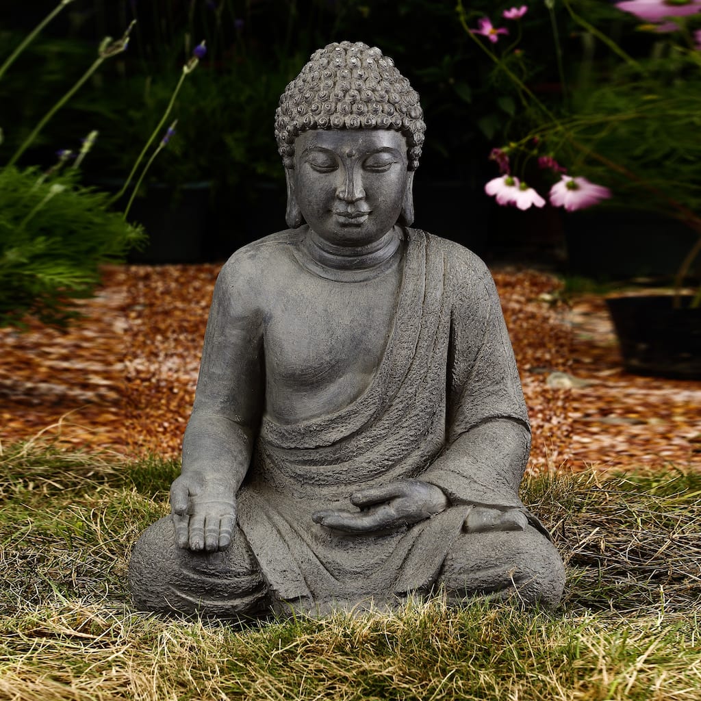 Grey MgO Meditating Buddha Outdoor Statue