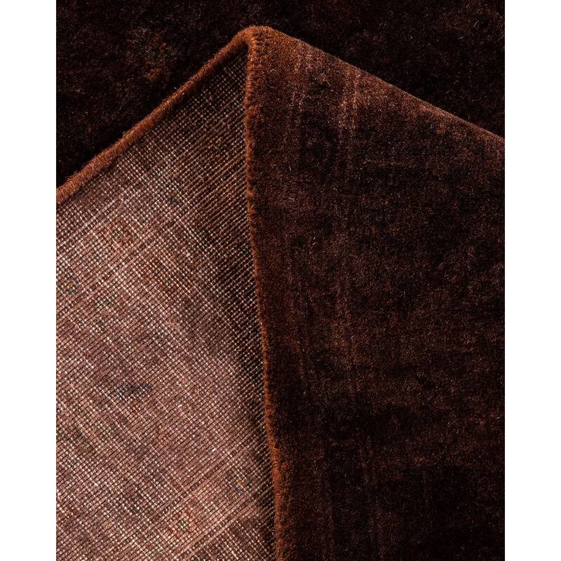Overton Hand Knotted Wool Vintage Inspired Modern Contemporary Overdyed Brown Area Rug - 2' 7" x 4' 5"