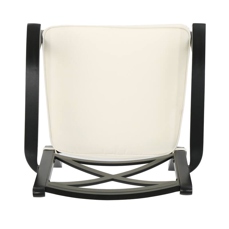 Roomfitters Outdoor Aluminum Armchairs with X-Back Design and Cushions, Black+Ivory