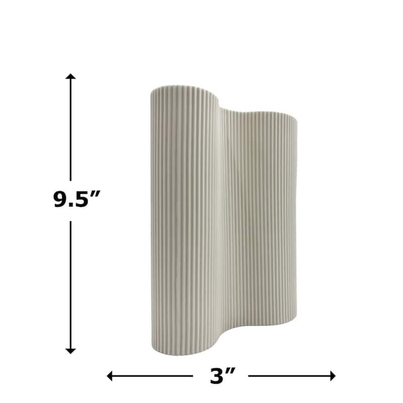 10 Inch Tall Modern White Ceramic Vase