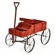 preview thumbnail 12 of 30, Gymax Garden Plant Planter Wooden Wagon Planter W/ Wheel Garden Yard - 24.5'' x 13.5'' x 24''