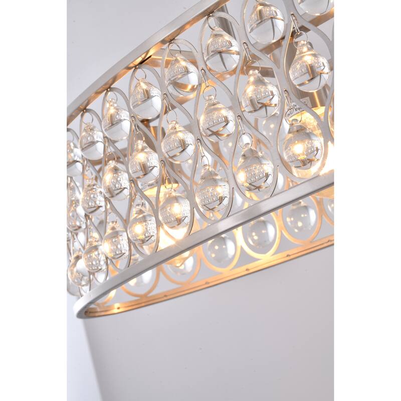 4-Light Satin Nickel Chandelier With Clear Crystal Accents