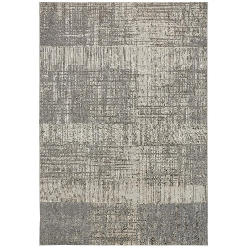 Grand Bazaar Tripoli Machine Made Abstract Modern Area Rug - 6'7" x 9'6" - Gray/Ivory