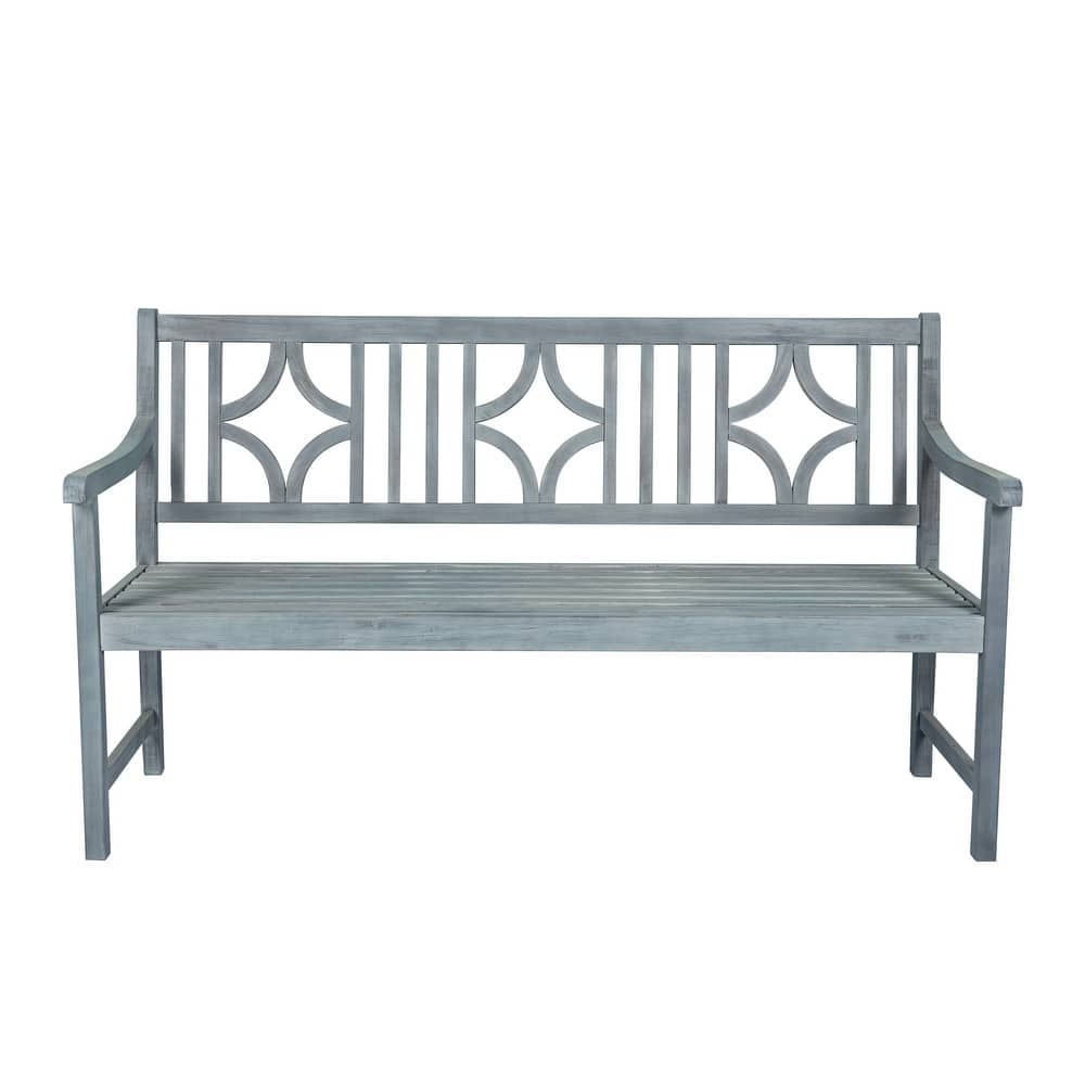 JONATHAN Y Laurel 59.1" 3-Seat Ogee Diamond-Back 600-Lbs Support Acacia Wood Outdoor Garden Patio Bench