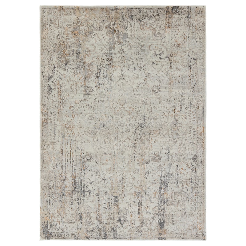 Firenze Abstract Light Gray/ Cream Area Rug - 5' 3" x 7' 6" - Rectangle
