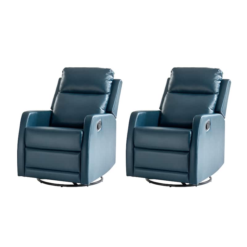 Esteban Modern Faux Leather Manual Rocking Swivel Recliner with Wingback Set of 2