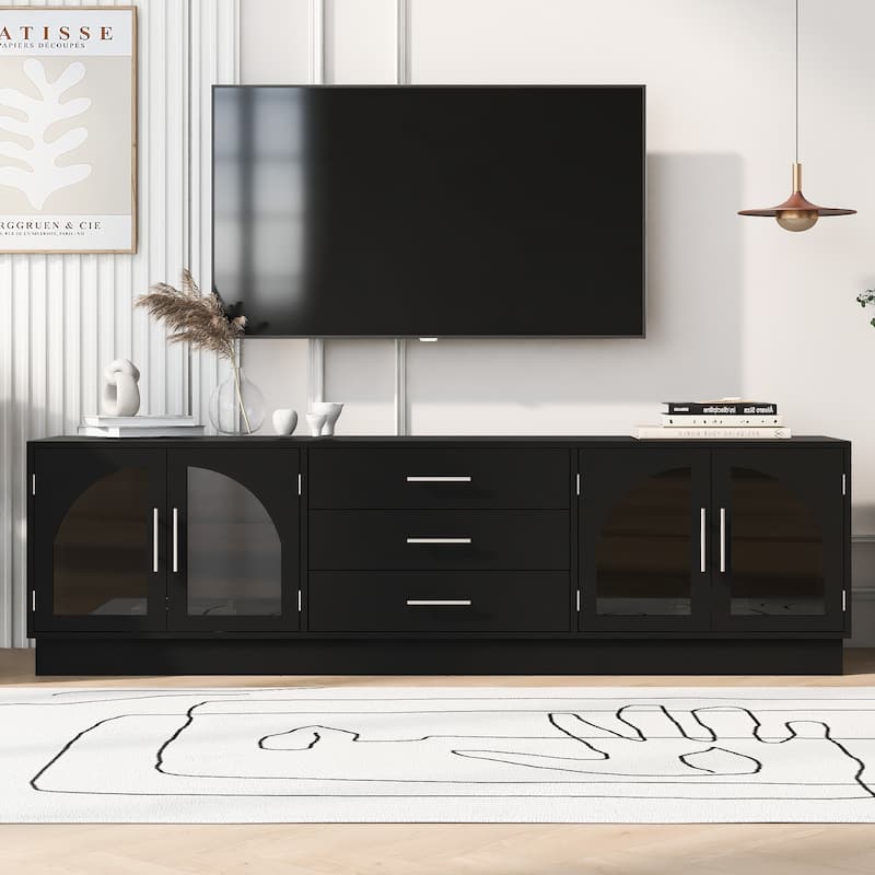 68.9" Modern Minimalist TV Stand – Holds TVs Up to 75 Inches, Adjustable Shelves, Entertainment Center for Living Rooms‌ - Black