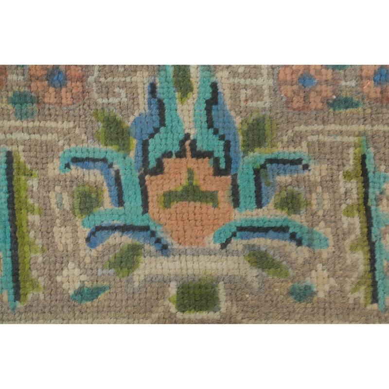Hand Knotted Oriental 100% Wool Carpet Traditional Floral Beige & Ivories Tabriz Area Rug - 11' 5'' X 8' 2''