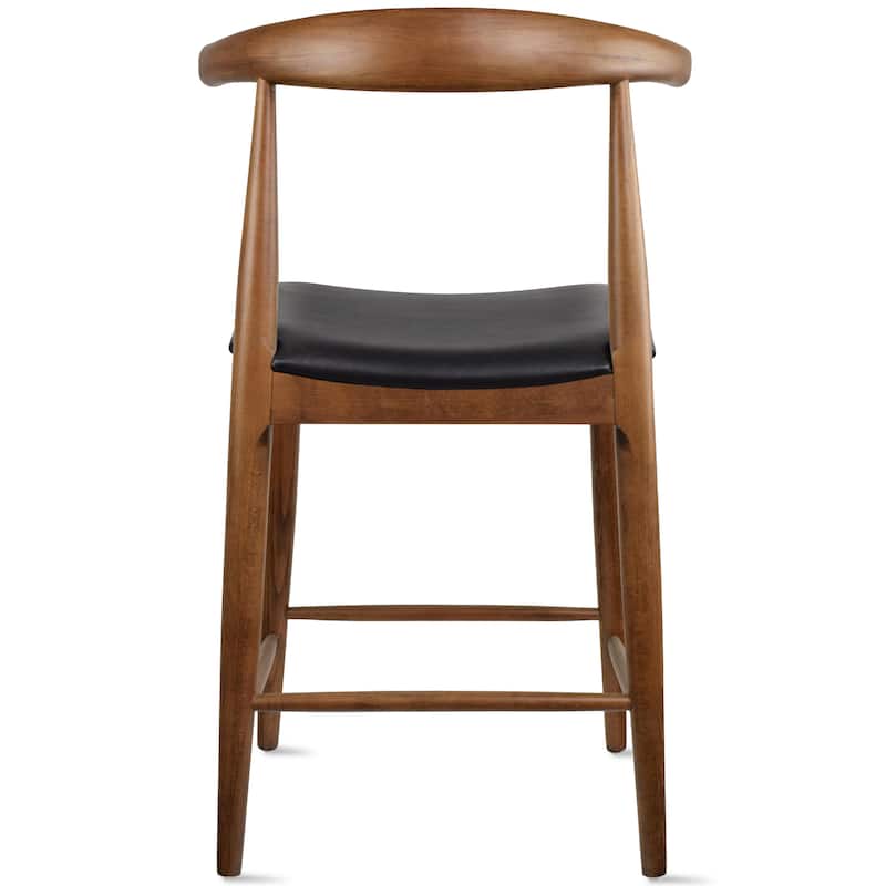 Solid Wood Farmhouse 25" Counter Bar Stool Barstool Modern Dining Elbow With Open Back PU Leather Cushion Kitchen Island
