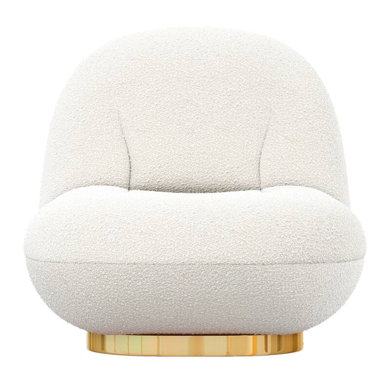 HomeRoots 30" White And Gold Boucle Accent Chair - 30.3' X '25.6' X '33.5