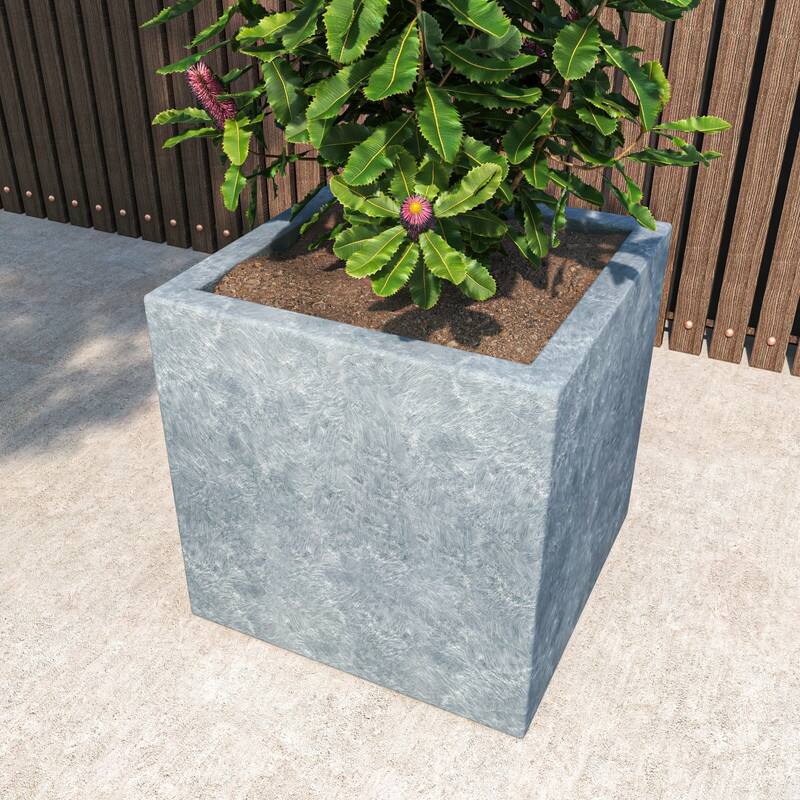 Fern Modern Square Fiberstone and MGO Clay Planter with Drainage Protective Cover for Indoor & Outdoor Home Office Patio Decor