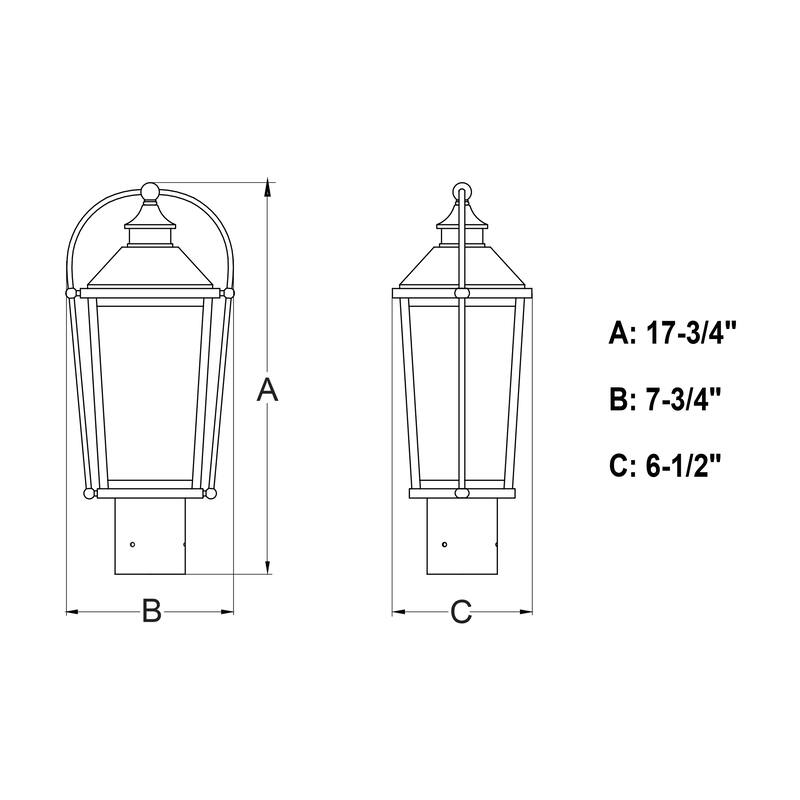 Lexington 1 Light Dusk to Dawn Black Outdoor Post Lamp Clear Glass - 7.75-in W x 17.75-in H x 6.5-in D