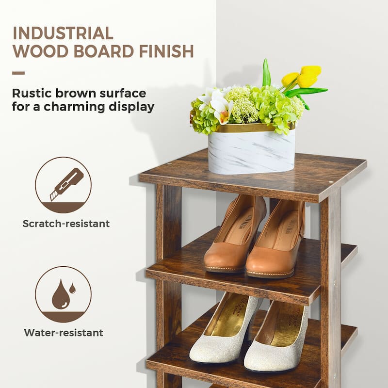Gymax 7-Tier Vertical Shoe Rack Free Standing Storage Shelf Organizer - 11'' x 10.5'' x 43.5''