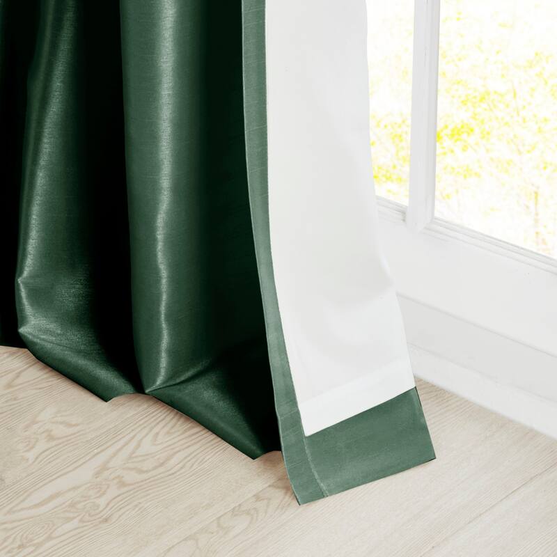 Twist Tab Lined Window Curtain Panel Green