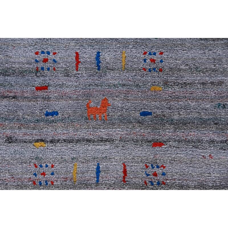 Hand Knotted Oriental 100% Wool Carpet Tribal Tribal Greys & Charcoal Gabbeh Area Rug - 11' 11'' X 8' 10''