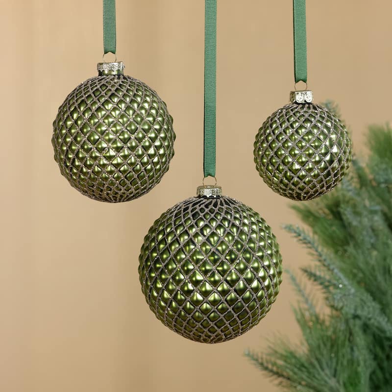 Metallic Matte Glass Ball Christmas Ornaments, Set of 6, 4"