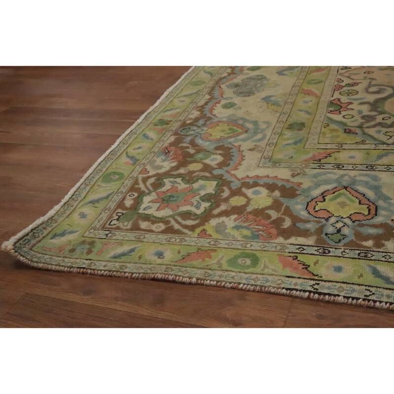 Hand Knotted Oriental 100% Wool Carpet Traditional Floral Oranges & Rust Tabriz Area Rug - 12' 10'' X 9' 9''