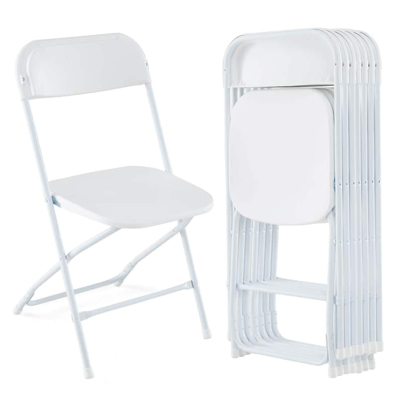 Costway 4/8/12/16/20 Pack Metal Folding Chairs with Plastic Seat & - 8 PCS - Set of 8