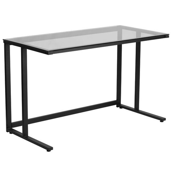 Shop Glass Top Desk With Pedestal Metal Frame Home Office Furniture Overstock 10601673
