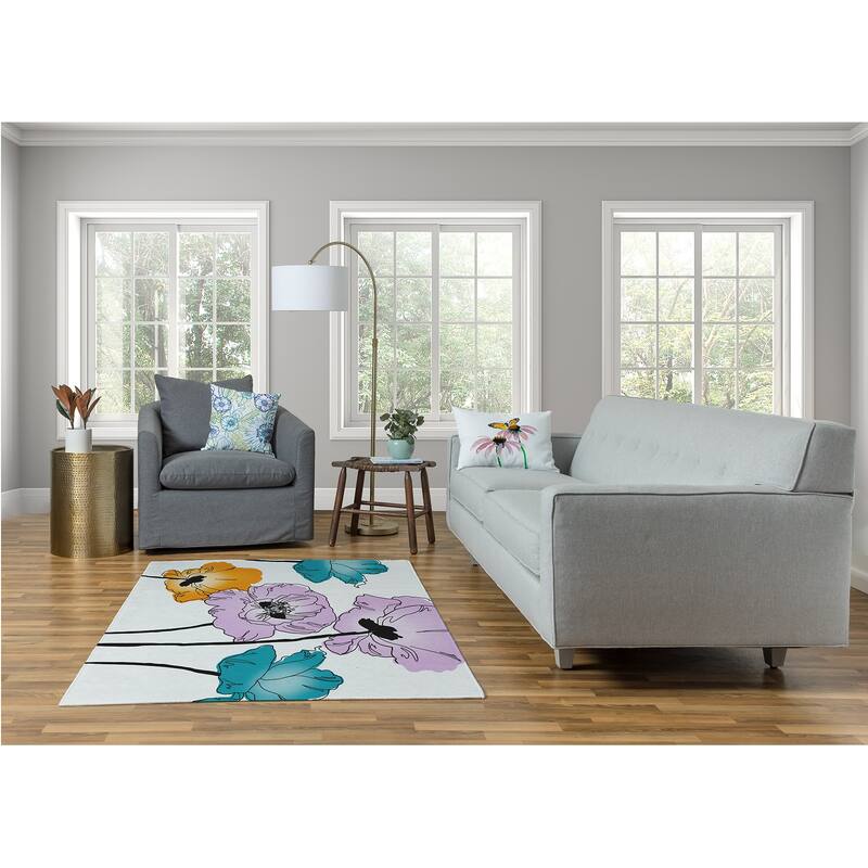Popping Poppies Spring Chenille Rug
