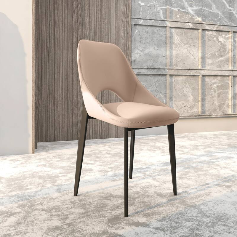 Amalfi Mid-Century Modern Upholstered Dining Chair - Open Back Side Chair with Metal Legs for Kitchen, Dining Room & Living Room