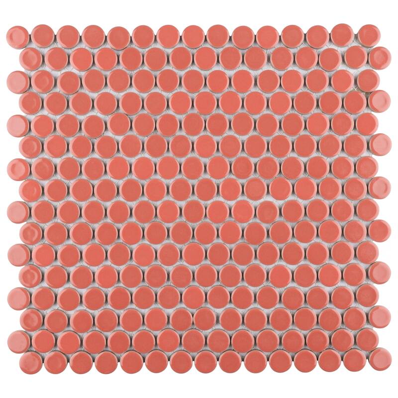 Merola Tile Hudson Penny Round Vermilio 11-7/8" x 12-5/8" Porcelain Floor and Wall Tile