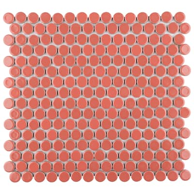 Merola Tile Hudson Penny Round Vermilio 11-7/8" x 12-5/8" Porcelain Floor and Wall Tile