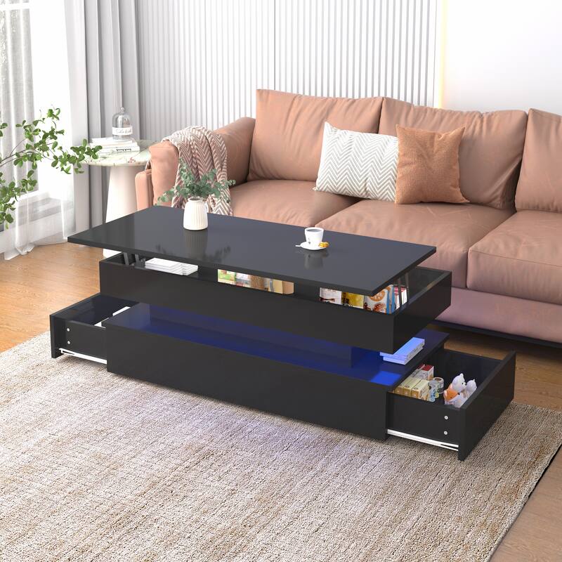 High Quality Three-Tier Foldable Coffee Table With Drawers