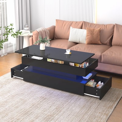 High Quality Three-Tier Foldable Coffee Table With Drawers