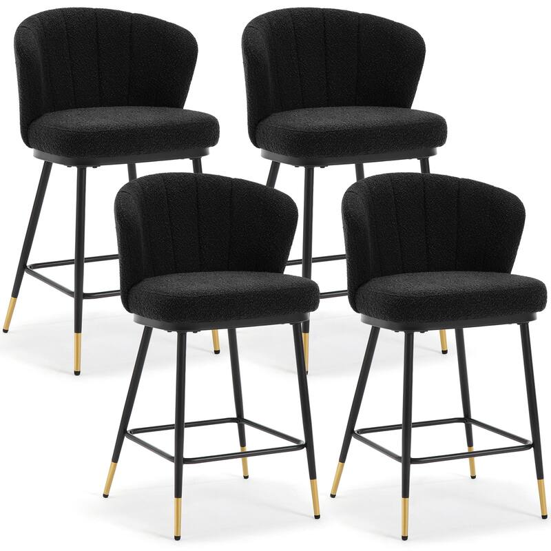 26" Boucle Fabric Counter Height Bar Stools, Set of 2/3/4 - 35.83"H x 22"W x 20.28"D