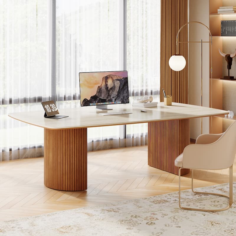 78.74" Extra Long Executive Computer Desk, Home Office Study Workstation Desk Collaboration Boss Desk