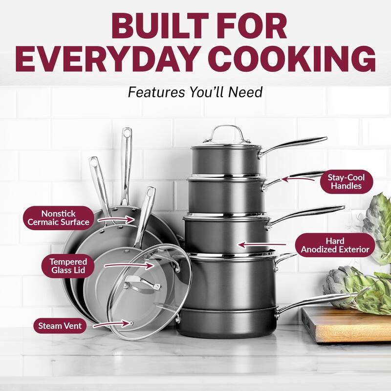 Granitestone Pro Hard Anodized 13 Piece Grey Nonstick Cookware Set