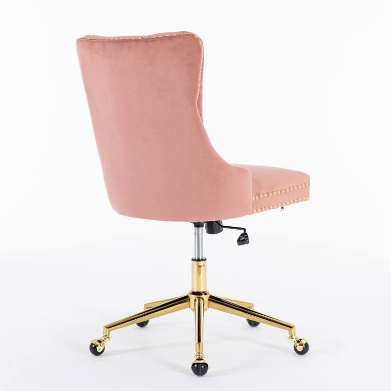 Office Chair with Wheels, Adjustable Height, Velvet Upholstered Tufted Button Computer Desk Chair Swivel