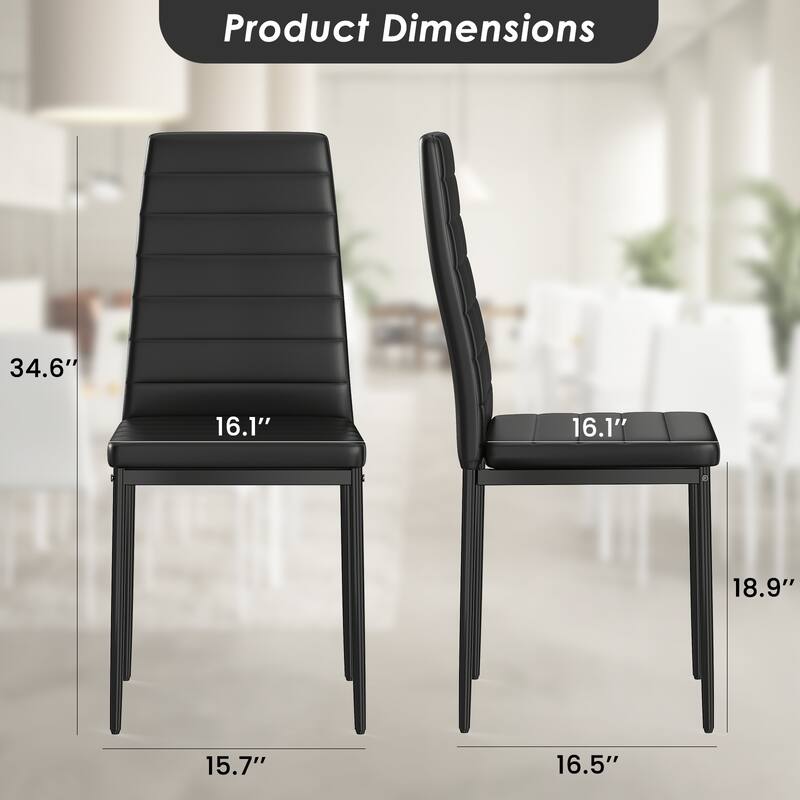 Set of 2 PU Leather Dining Chairs for Kitchen, Modern Side Chairs with Sturdy Metal Frame