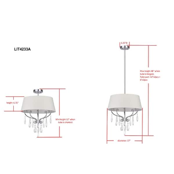 SAFAVIEH Lighting Waltz Adjustable 3-light Chrome Pendant - 17"x17"x17868"
