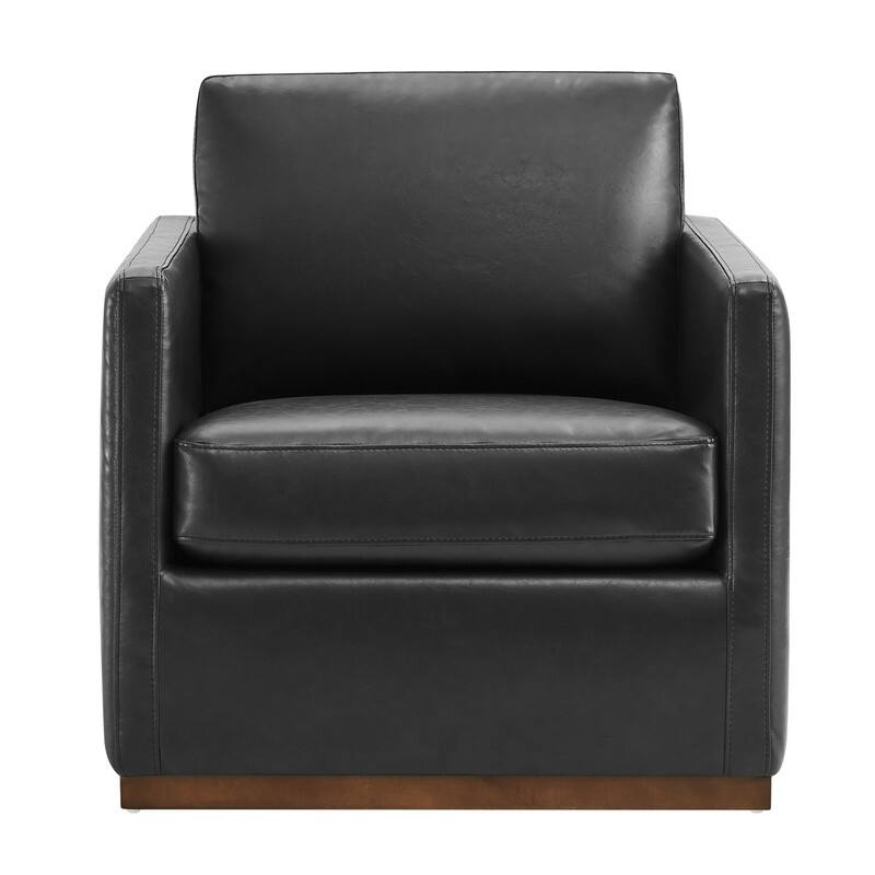 Spruce & Spring Modern Swivel Accent Chair with Wooden Base