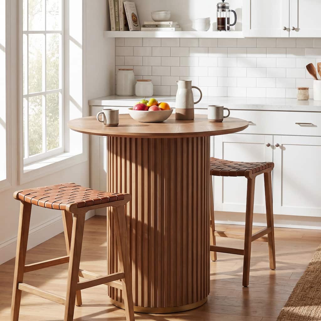 Christopher Knight Home - Barrington Modern 36.61"H Round Counter Height Dining Table with Fluted Cylindrical Iron Base