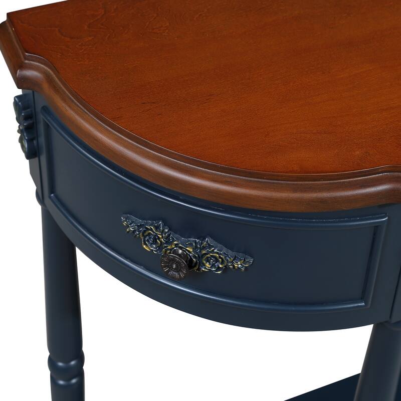 Retro Curved Wood Console Table