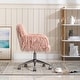 preview thumbnail 4 of 18, Faux Fur Home Office Chair, Upholstered Arm Chair with Wheels, Height Adjustable Vanity Accent Chair, Cute Furry Makeup Chairs