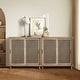 preview thumbnail 1 of 5, Art Leon Accent Natural Cane Rattan Sideboard Buffet Storage Cabinet (Set of 2) Natural