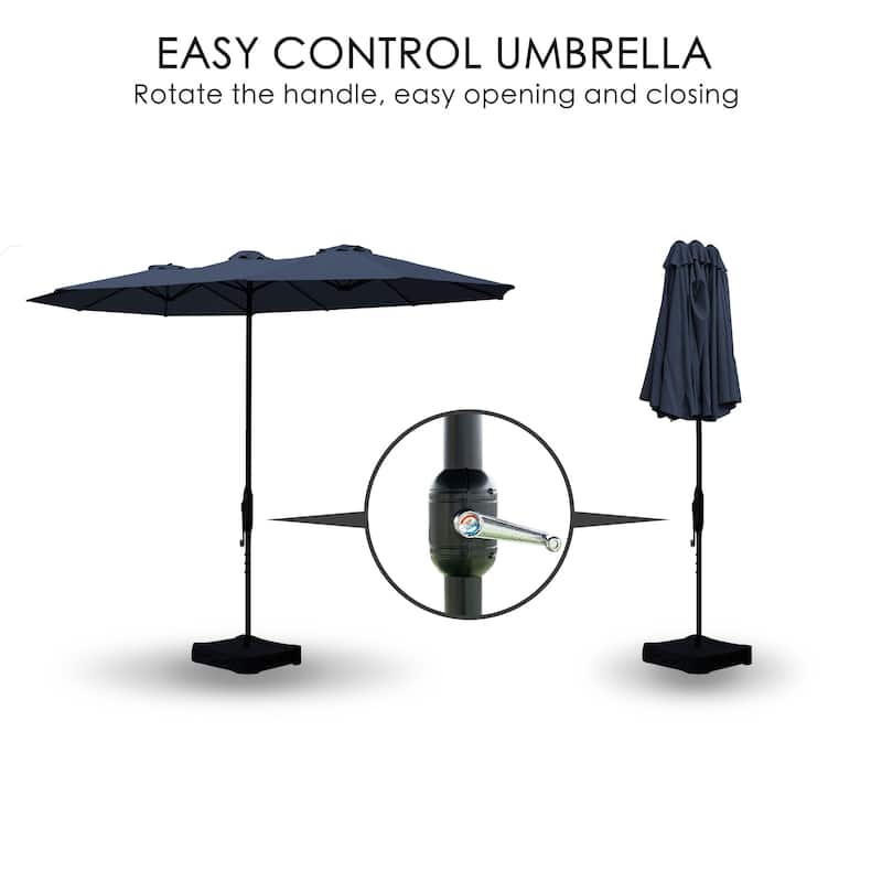 Kozyard Butterfly 15' Outdoor Patio Double-Sided Aluminum Umbrella