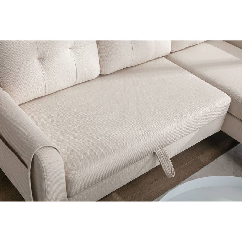 Modern Fabric Sectional Sofa, Recliner Sleeper Sofa with Storage