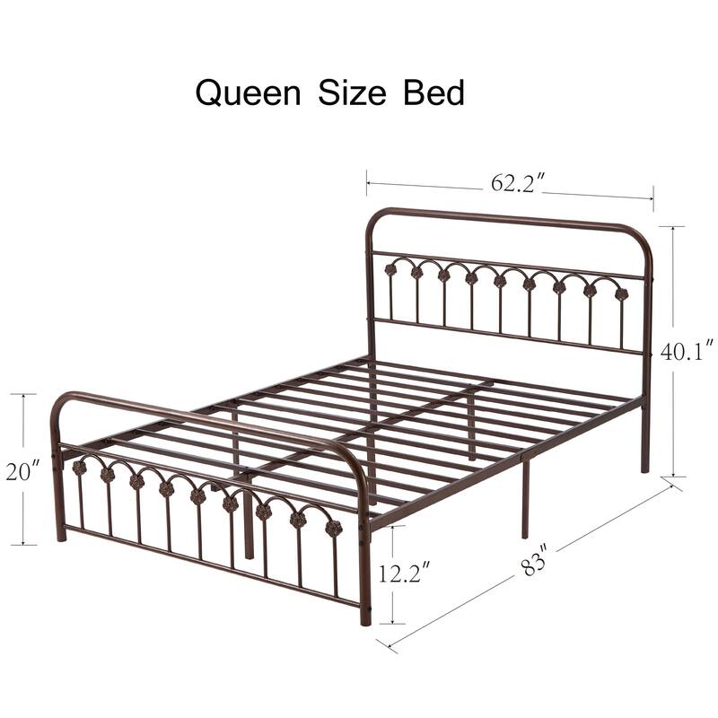 Modern Mental Platform Bed,Antique Purple