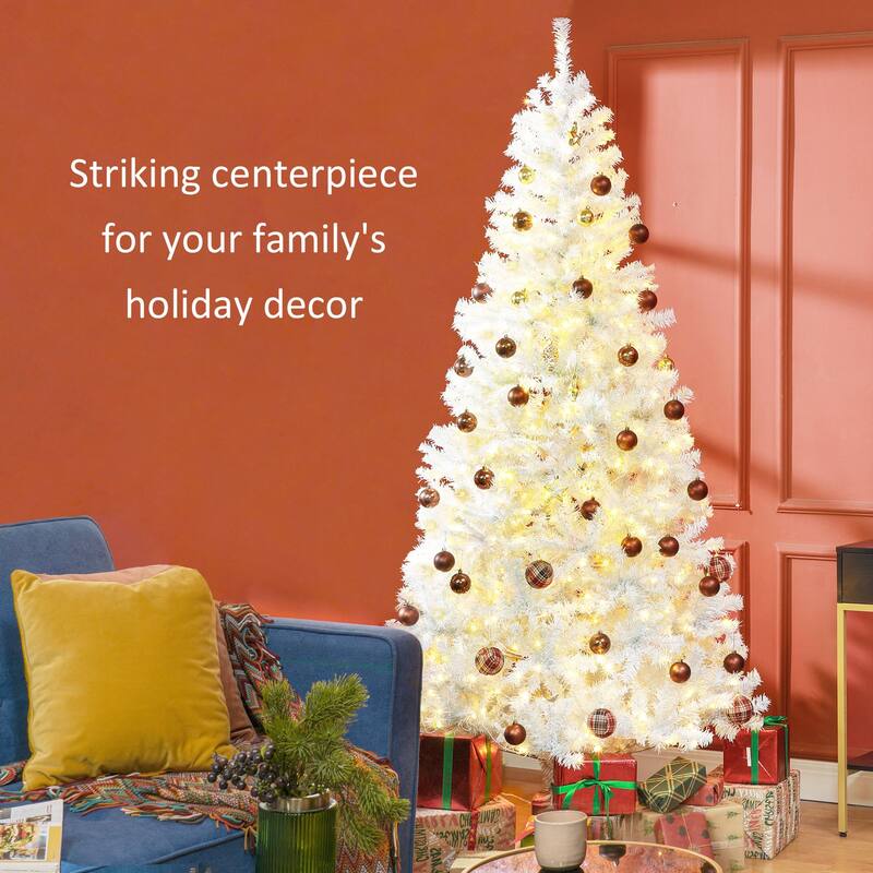 7.5ft Douglas Fir Pre-Lit Christmas Tree with Warm White LED Lights, Metal Base