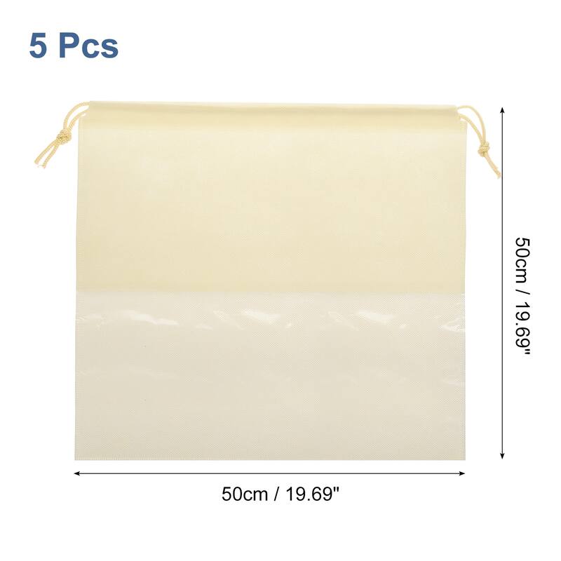 5 Pcs Dust Cover Shoe Bags, Drawstring Travel Pouch Bag - Beige - 19.69 Inch