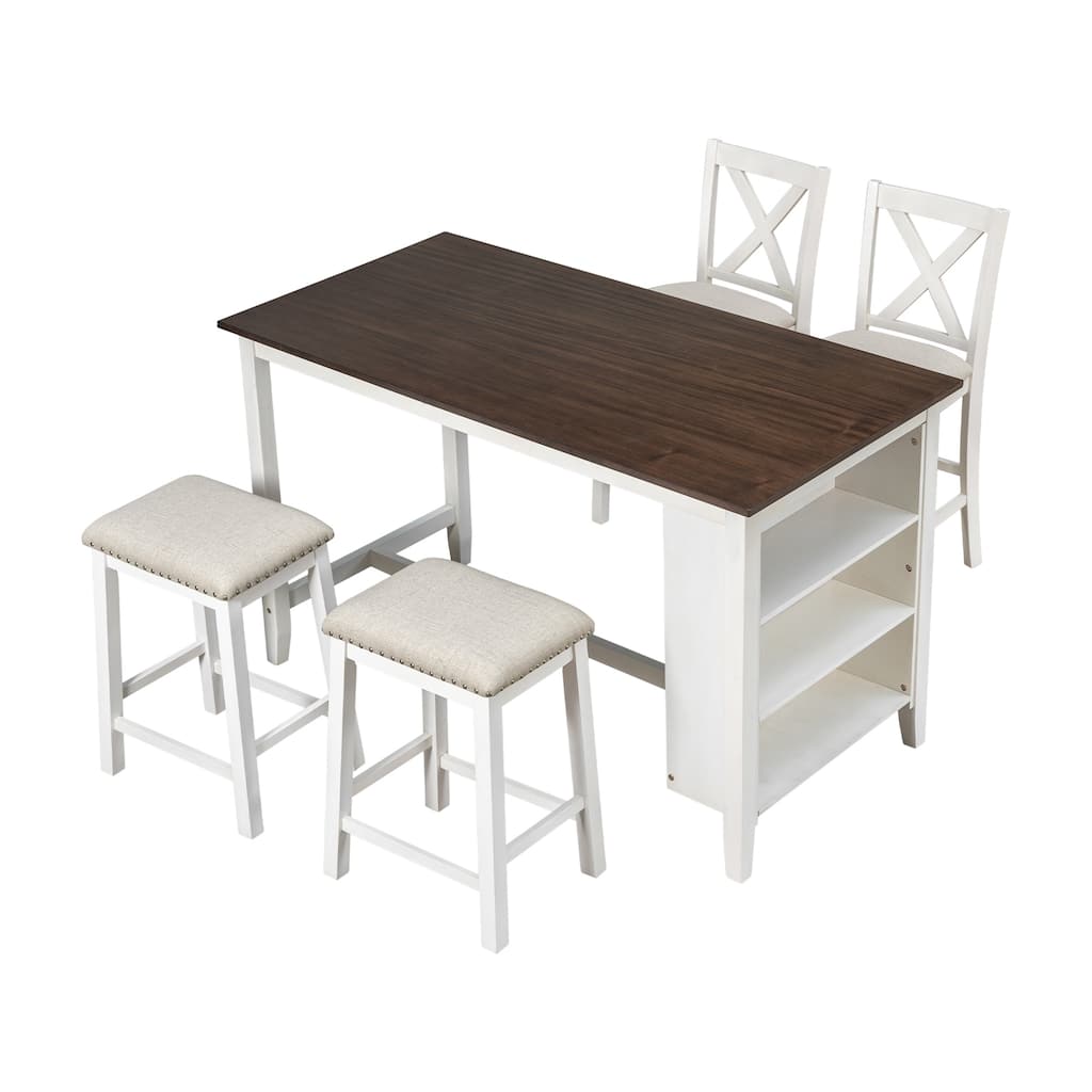 Rustic 5-Piece Wood Counter Height Kitchen Table Set